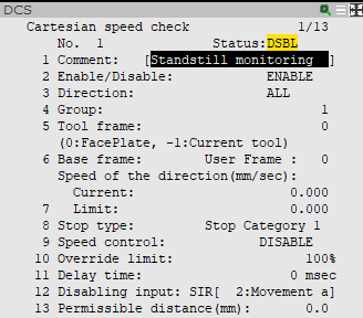 Cartesian speed check for standstill monitoring